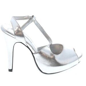 Lulu Townsend Silver LT demi heels hidden platform NIB 5.5 NEW